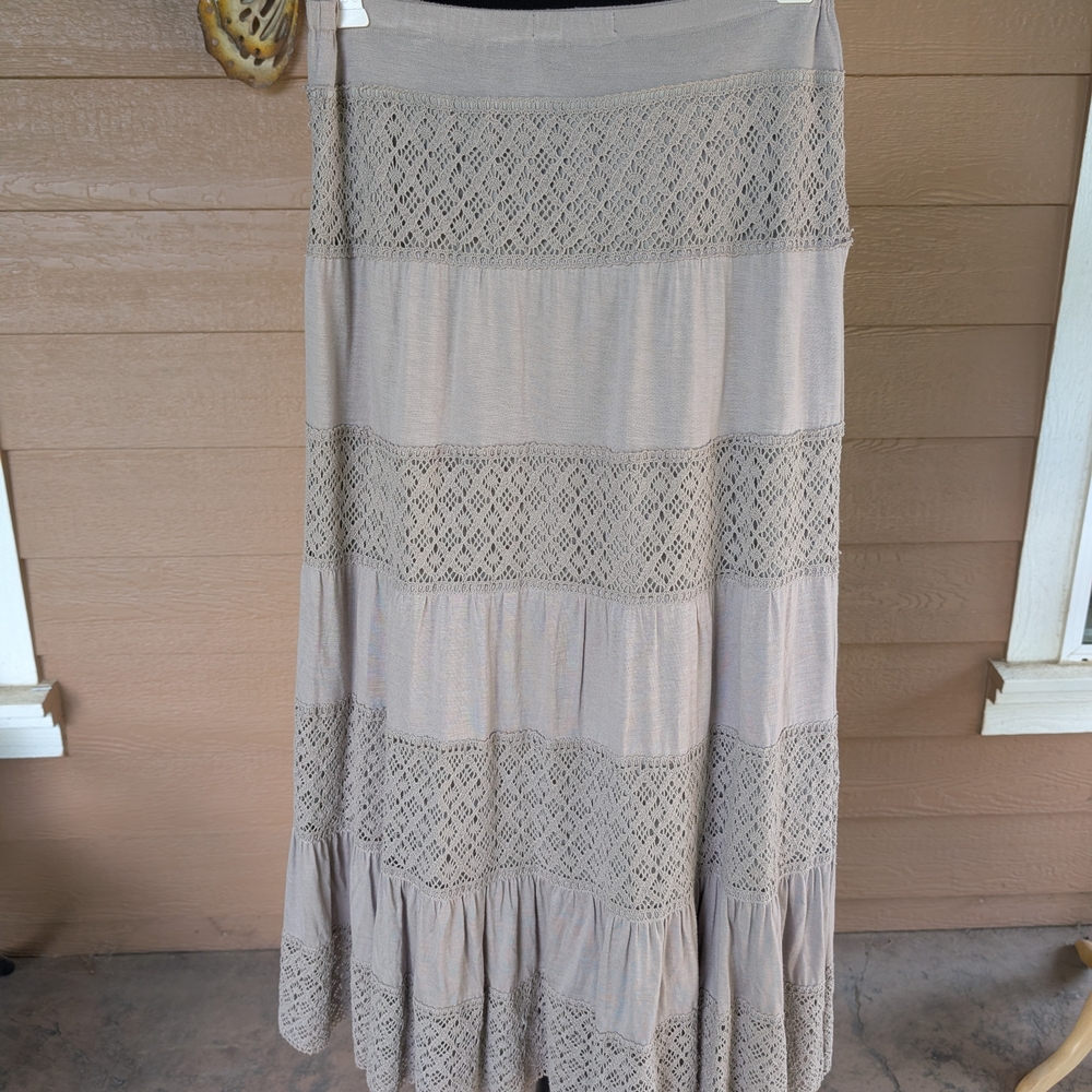 INC International Concepts Taupe Lace Maxi Skirt